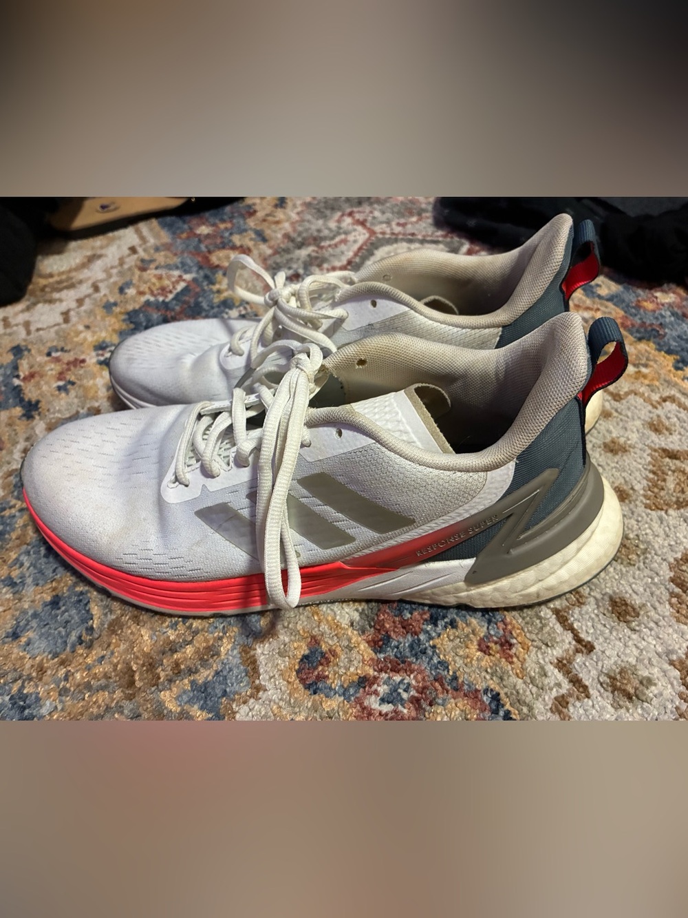 adidas White & Coral Accent Training Sneakers